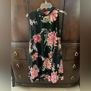 Signature by Robbie Bee Black and Red Floral Dress